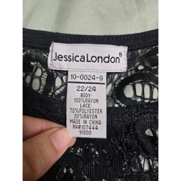 Jessica london size 22 women's black blouse with crochet laces new without tags - Picture 4 of 6